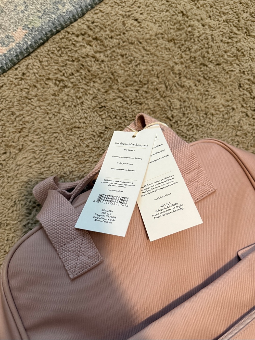 BÉIS Pink Expandable Backpack - Picture 4 of 4